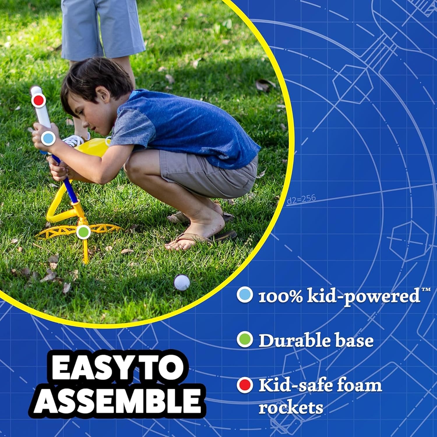 Jr Glow Rocket Launcher for Kids, 7 Rockets - Glow in the Dark | Fun Outdoor Toys for Boys & Girls, Ages 3 & up - Soft Foam Blaster Set Soars up to 100Ft - STEM Toys for outside & Backyard