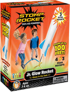 Jr Glow Rocket Launcher for Kids, 7 Rockets - Glow in the Dark | Fun Outdoor Toys for Boys & Girls, Ages 3 & up - Soft Foam Blaster Set Soars up to 100Ft - STEM Toys for outside & Backyard